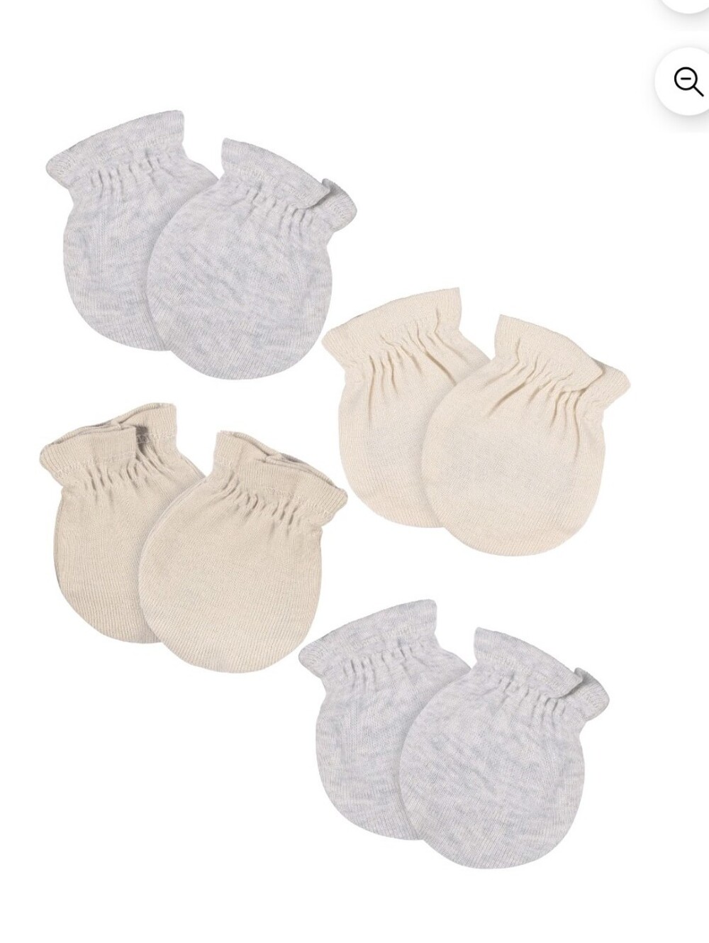 Gerber Baby Mittens 4-Pack in Cream and Light Gray Size 0-6m